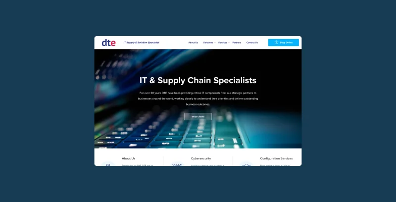 DTE platform product search and navigation interface showing IT hardware categories
