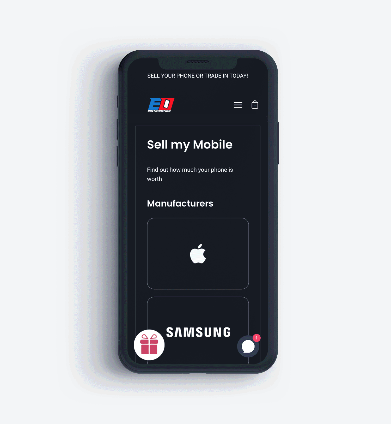 A Gif of EO Distributions 'Sell you phone' process, with grading outline and payment process