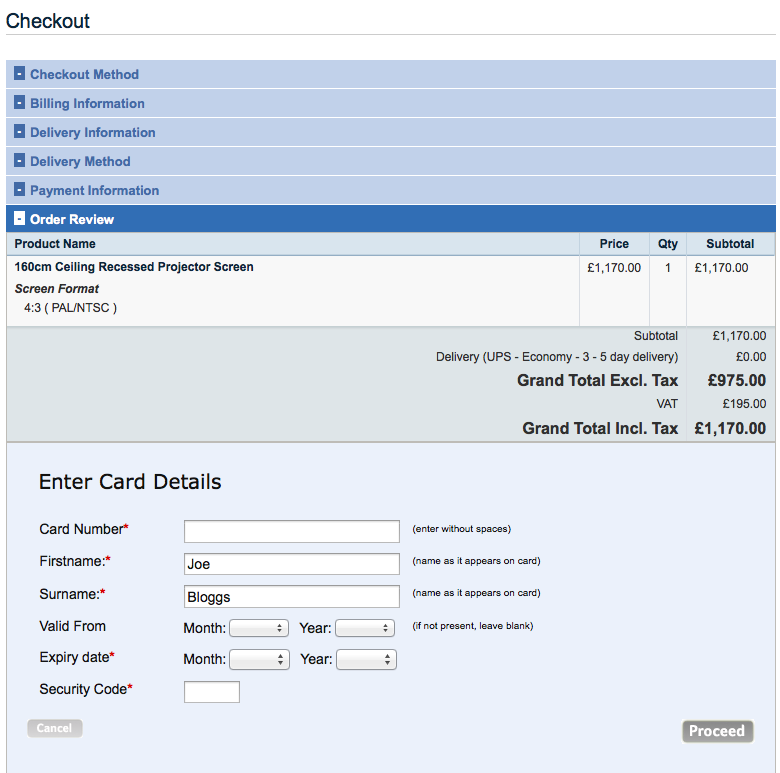 Final Payment screen in Magento checkout