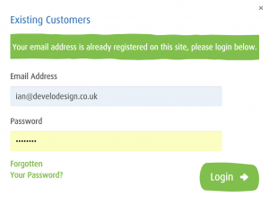 existing customer prompt modal